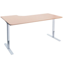 Flex hæve/sænkebord hvid/bøg 180 cm, højrevendt