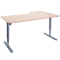 Flex hæve/sænkebord alu/bøg 180 cm, venstrevendt