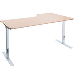 Flex hæve/sænkebord hvid/bøg 180 cm, venstrevendt