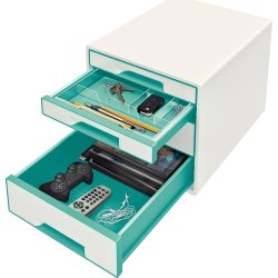 Leitz WOW CUBE skuffekabinet, 4 skuffer, isblå