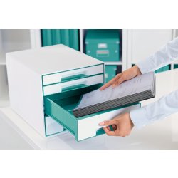 Leitz WOW CUBE skuffekabinet, 4 skuffer, isblå