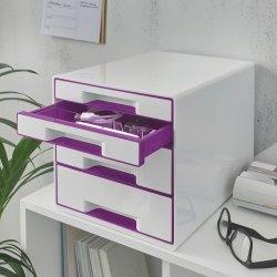 Leitz WOW CUBE skuffekabinet, 4 skuffer, lilla