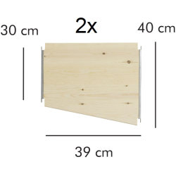 ABC overgangshylde, 2 stk., 39 cm, natur