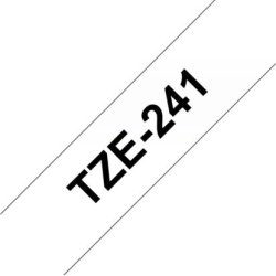 Brother TZe-241 labeltape 18mm, sort på hvid