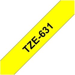 Brother TZe-631 labeltape 12mm, sort på gul