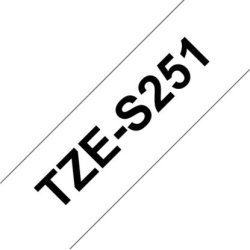 Brother TZe-S251 labeltape 24mm, sort på hvid