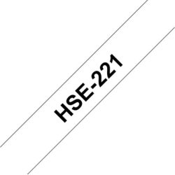 Brother HSe-221 krympeflex tape 9mm, sort på hvid