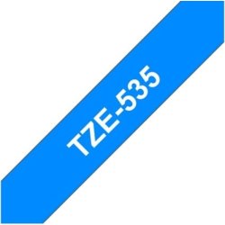 Brother TZe-535 labeltape 12mm, hvid på blå