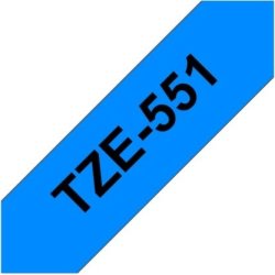 Brother TZe-551 labeltape 24mm, sort på blå