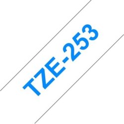 Brother TZe-253 labeltape 24mm, blå på hvid