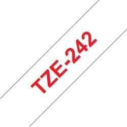 Brother TZe-242 labeltape 18mm, rød på hvid