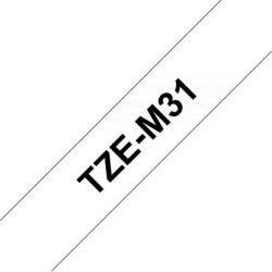 Brother TZe-M31 labeltape 12mm, sort på mat klar