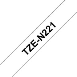 Brother TZe-N221 labeltape 9mm, sort på hvid