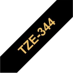 Brother TZe-344 labeltape 18mm, guld på sort