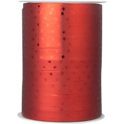 Gavebånd Metallic med stjerner Rød 10 mm, 100 m
