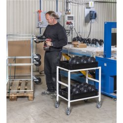 Rullevogn, 2 hylder, 670x415x760, 150 kg, Hvid