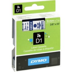 Dymo D1 labeltape 9mm, blå på hvid