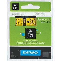 Dymo D1 labeltape 6mm, sort på gul