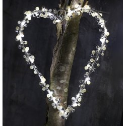 Juliet hjerte i hvid og sølv, Large, 30 LED