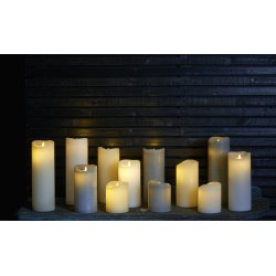 Sara LED vokslys, Hvid, Ø.10 cm, H.12,5 cm