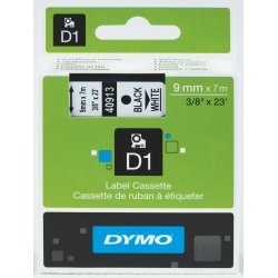 Dymo D1 labeltape 9mm, sort på gul