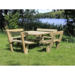Plus Square bord-bænkesæt m. ryglæn, Natur
