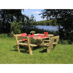 Plus Square bord-bænkesæt m. ryglæn, Natur