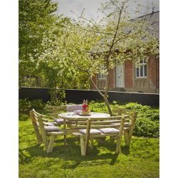 Plus Round bord-bænkesæt m. ryglæn, Natur