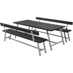 Plus Royal Plankesæt L. 207 cm med ryglæn, Sort
