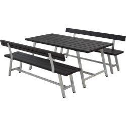 Plus Royal Plankesæt L. 177 cm med ryglæn, Sort