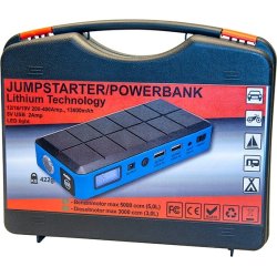 Jumpstarter, T2A, 200-400A,2 USB udtag, LED lygte