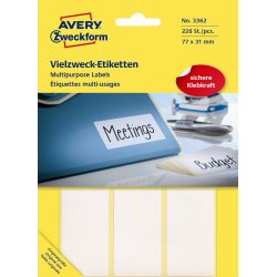 Avery 3362 manuelle etiketter, 77 x 31mm, 224stk