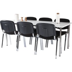 Casa Basic kantinesæt m. 6 stole og bord 180x80 cm