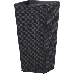 Josefine blomsterkrukke i sort polyrattan, H70 cm