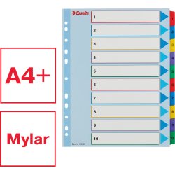 Esselte Mylar register A4, 1-10, overskrivbar