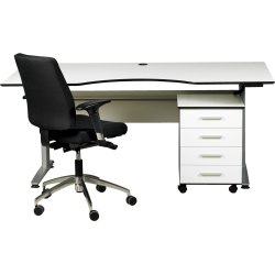 VIKING hæve/sænkebord 180x90 cm hvid / Alu stel