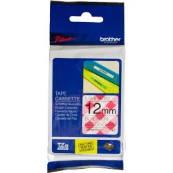 Brother TZe-MPRG31 labeltape,12mm sort på rød tern