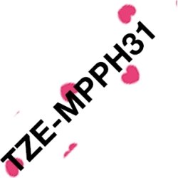 Brother TZe-MPPH31 labeltape, 12mm sort på prikket