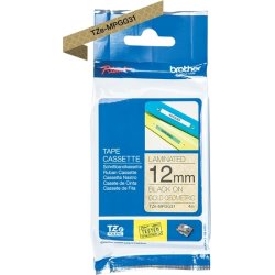 Brother TZe-MPGG31 labeltape 12mm, sort på guld