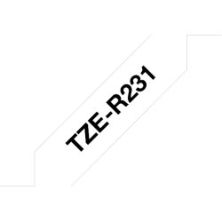 Brother TZe-R231 sort tekst på hvidt højglans bånd