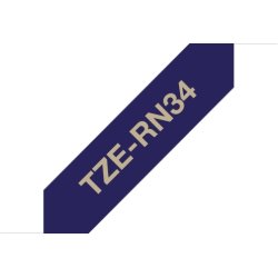 Brother TZe-RN34 guld tekst på blåt silkebånd