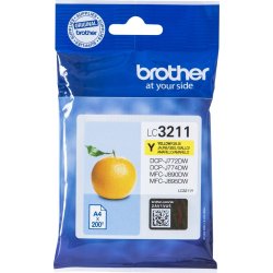 Brother LC3211 blækpatroner, gul, 200s