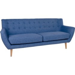 Jupiter 3 personers sofa, blå m. træben