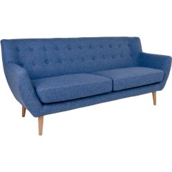 Jupiter 3 personers sofa, blå m. træben