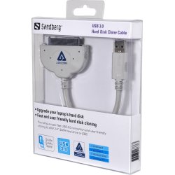 Sandberg USB 3.0 Hard Disk Clone kabel, hvid