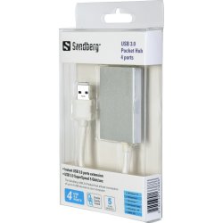 Sandberg USB 3.0 Pocket Hub 4 Ports, sølv