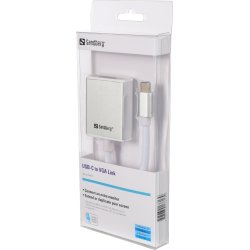 Sandberg USB-C til VGA, hvid