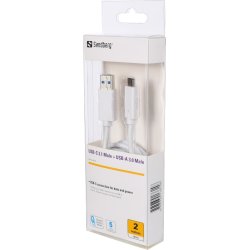 Sandberg USB-C 3.1 til USB-A 3.0 kabel, hvid (2m)