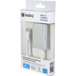 USB-C to 4 xUSB 3.0 Pocket Hub, White