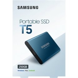 Samsung T5 ekstern SSD harddisk 250GB, blå